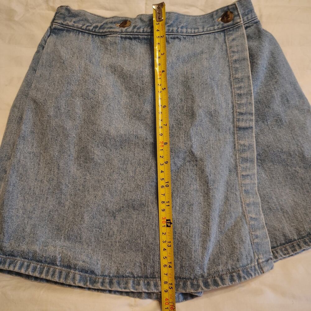 Lands' End Denim Skort girls sz 14 Light Wash Wrap Front Nautical Shorts Skirt - Picture 6 of 13
